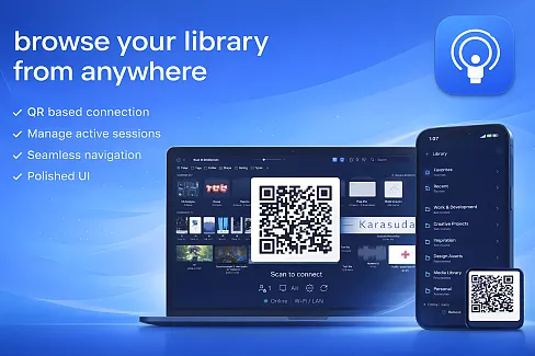 Browse, stream, and manage your Eagle library from any device on your network through a mobile-optimized web app.