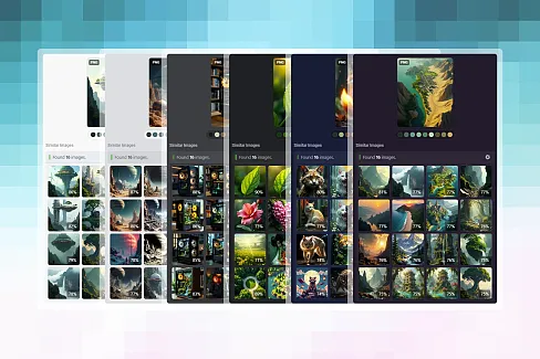 Find visually similar images to the currently selected asset using perceptual hashing and color analysis. Classic modes work fully offline; neural mode downloads its runtime and model once, then caches them locally.