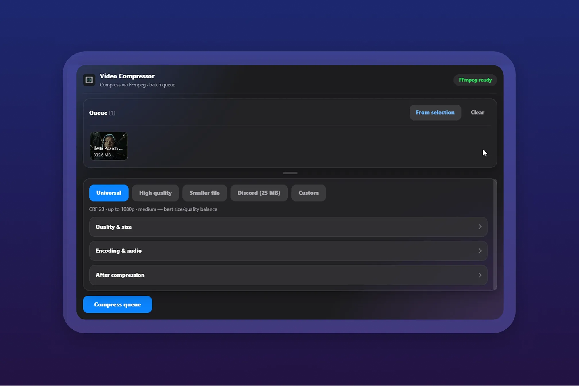 Compress videos directly in Eagle.