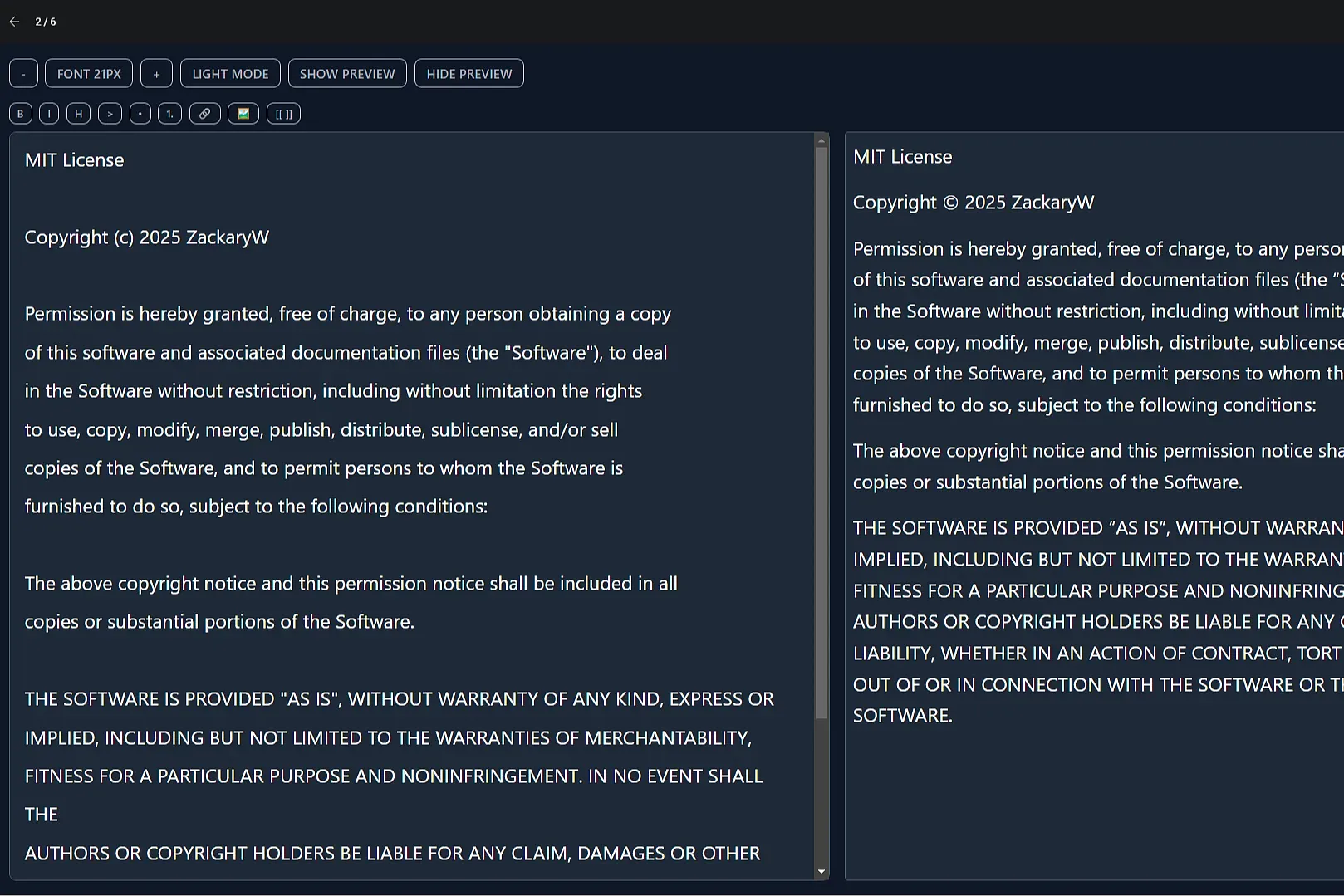 Markdown Support