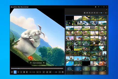 Dedicated video player with timeline markers and timestamp navigation.
