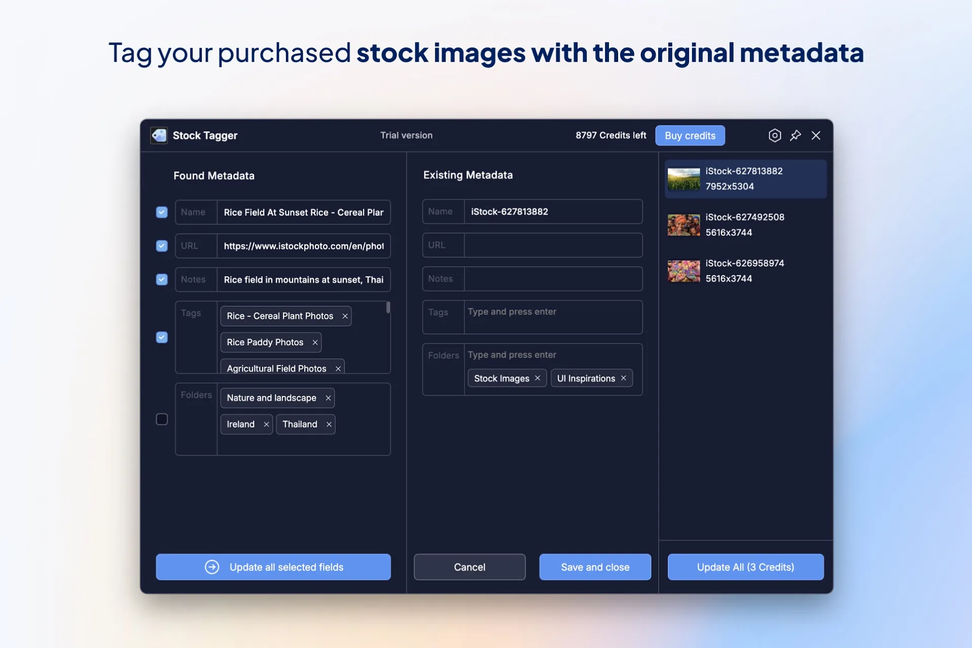 Stock Tagger - Meta data tagger for your purchased stock images
