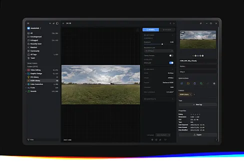 Visualize HDR and EXR environment maps directly in your Eagle library with real-time tone mapping and interactive 3D preview.