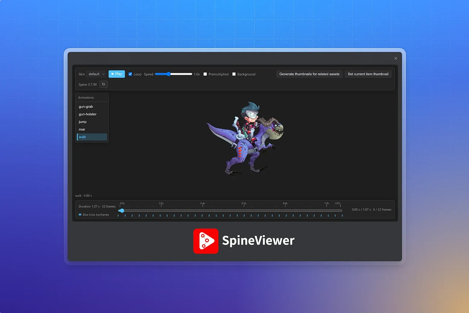 An offline Spine skeletal animation preview plugin for Eagle, supporting Spine 3.4, 3.5, 3.6, 3.7, 3.8, 4.0, 4.1, 4.2, and 4.3.